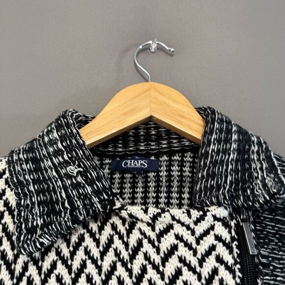 Chaps Ralph Lauren Women’s White/Grey Knit Zip Up Sweater Size Large Preppy - Picture 3 of 11